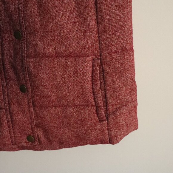 Old Navy Women's Large Pink Sleeveless Tweed Fleece‎ Lined Puffer Jacket Vest - Picture 7 of 11